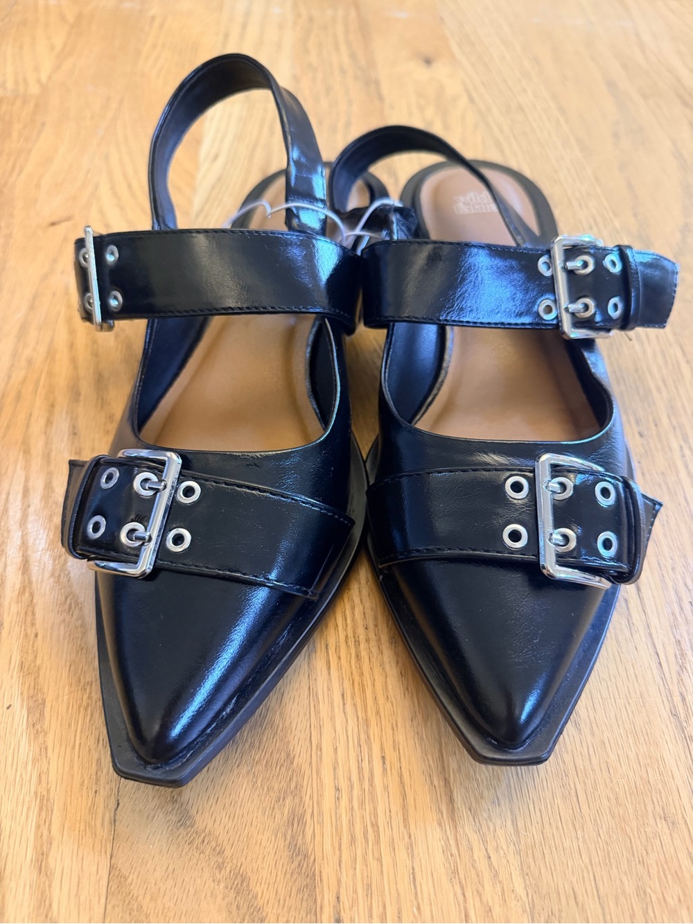 NEW Ladies Size 9 "wild fable" Black Pointed-Toe Buckle Slingback Flats NEW W/OT